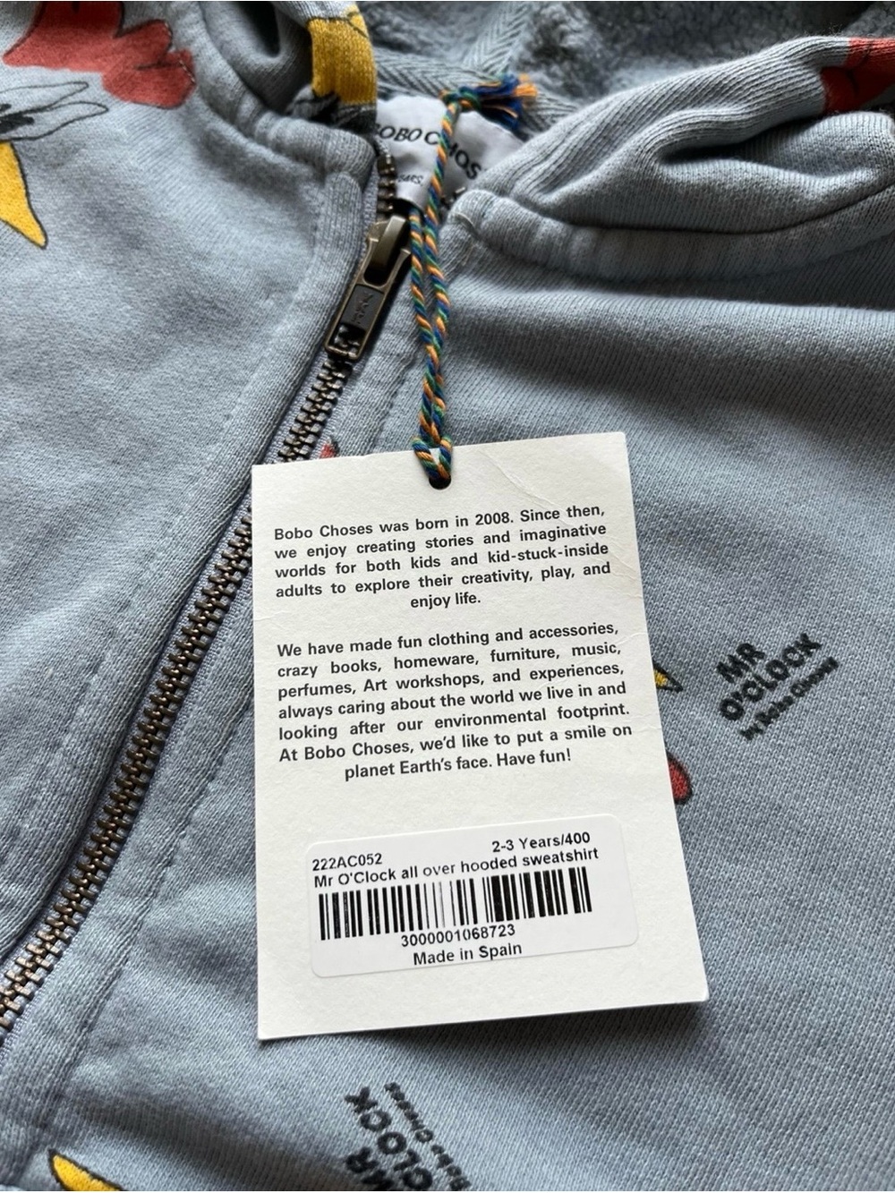 NWT - Bobo Choses Organic Cotton Rooster Zip-Up Hoodie (2-3Y) - Picture 7 of 7